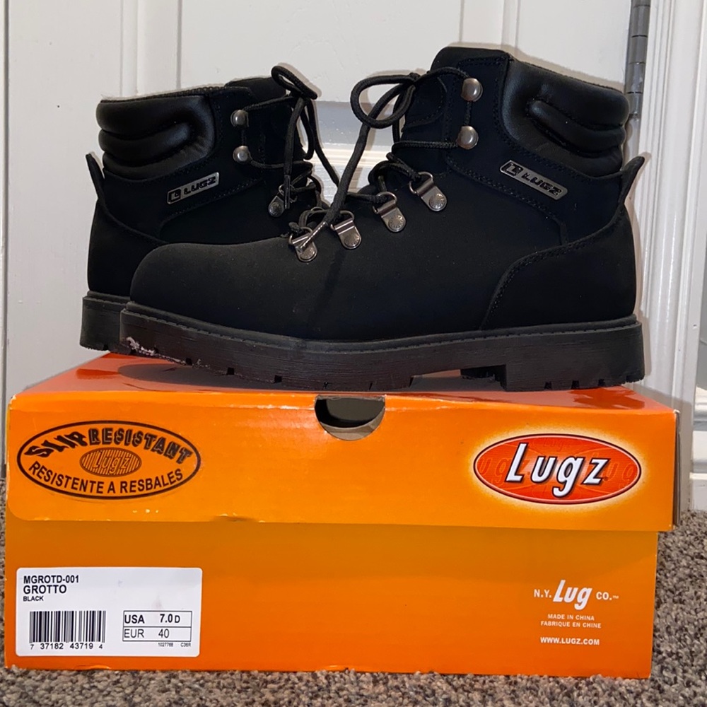 Lugz Grotto men’s black lace-up boots size 7 - Picture 2 of 8